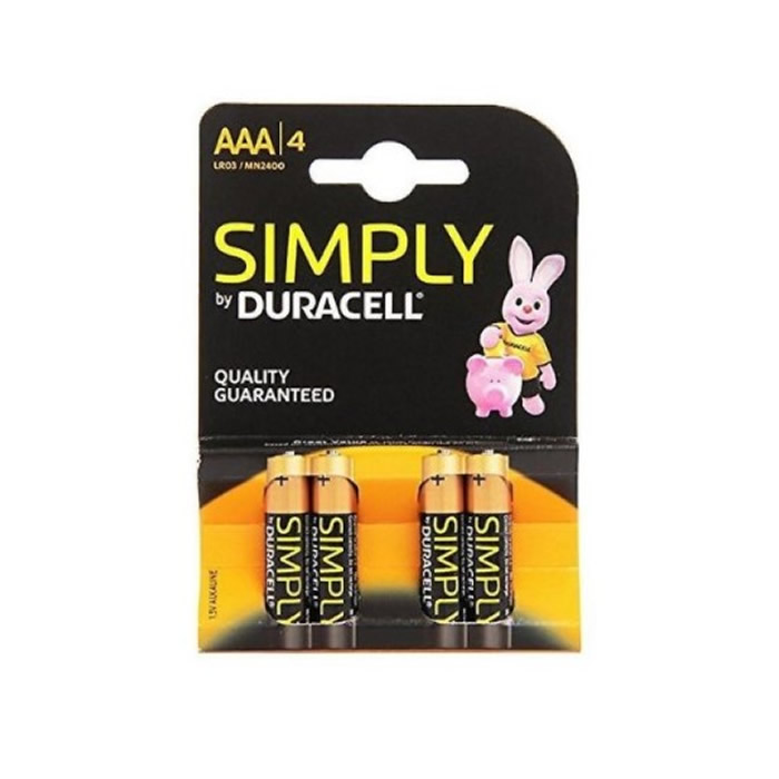 Duracell Simply Alkaline Batteries AAA LR06 / MN2400 4 Units