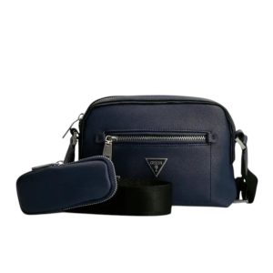Guess, Certosa, Synthetic Leather, Textile Crossbody Bag, Blue, HMCERTP2228, 19.5 x 22.5 x 132 cm, For Women