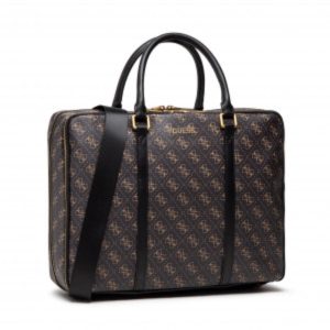 Guess, Vezzola, Polyurethane, Textile Briefcase, Laptop Compartiment, Black, 35 x 29 x 9 cm, For Men