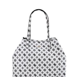 Guess, Vikky, Leather, Textile Bag, White, For Women, 32.5x27x15 cm