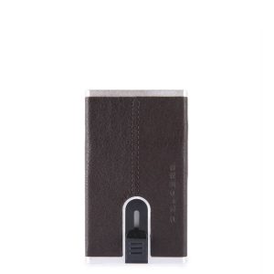 Piquadro, Piquadro, Leather Card Holder, Square Sliding System, Brown, Unisex